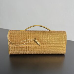 BOTTEGA VENETA-Embrayage a main strass or jaune