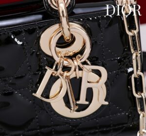 DIOR-Mini sac a main cannage verni noir